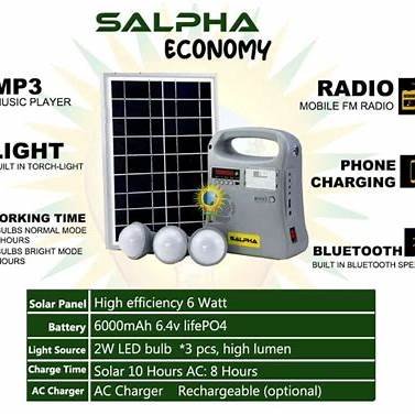 Salpha Energy Solar Lighting System Kit 3Bulbs Bluetooth MP3 Player - Image 2